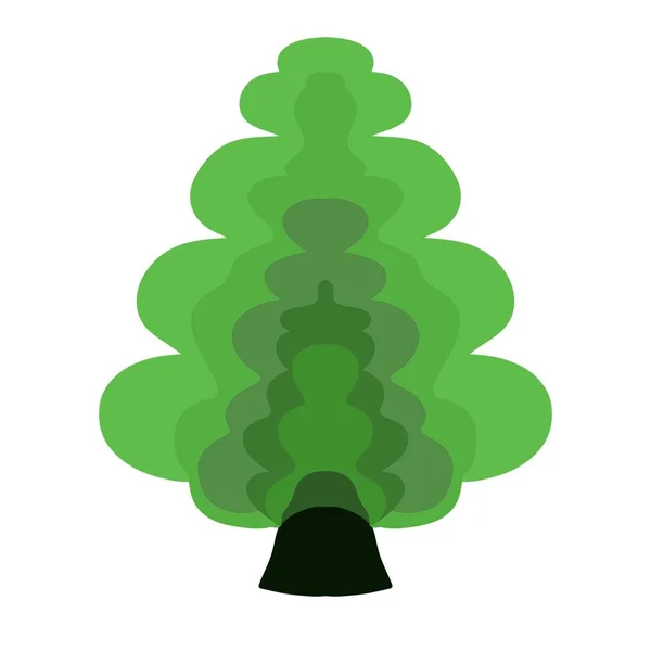 Prosty Rysunek Drzewa Zieloną Koroną Białym Tle Podpis Symbol Detal — Zdjęcie stockowe