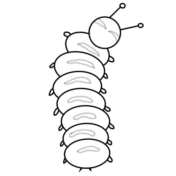 Simple Picture Black White Caterpillar White Background Coloring Symbols Cartoons — Stock Photo, Image