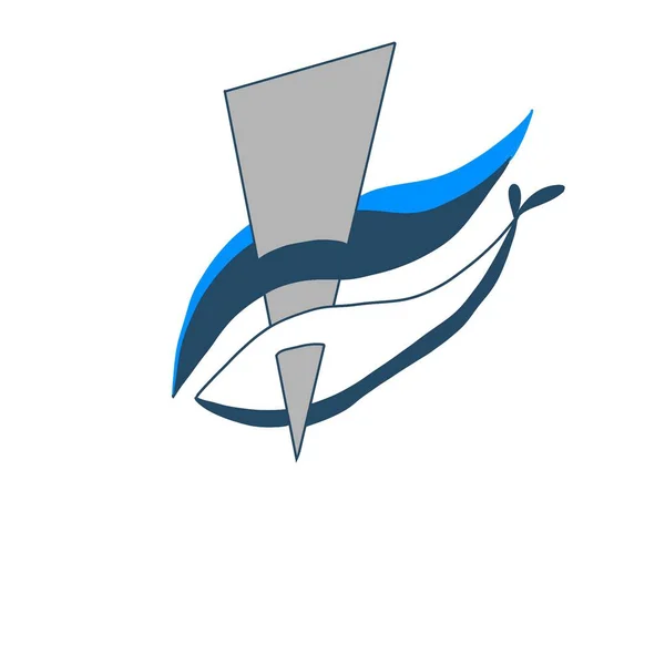 Dibujo Simple Símbolo Signo Protección Ballenas Mar Logotipo Elemento —  Fotos de Stock