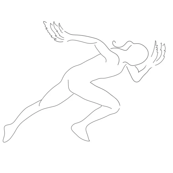 Простий Малюнок Чорним Першому Силует Спортсмена Біжить — стокове фото