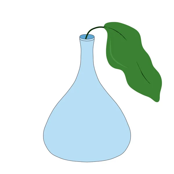 Illustrazione Una Bottiglia Vaso Con Una Foglia Segno Decorazione Icona — Foto Stock