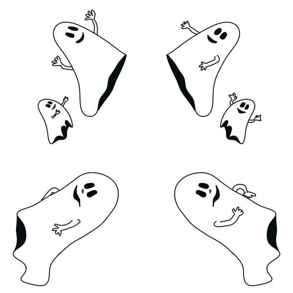 Ilustración Dibujos Animados Halloween Fantasmas Sobre Fondo Blanco — Foto de Stock