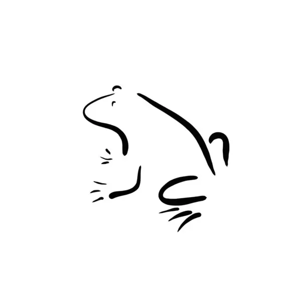 Ілюстрація Прості Лінії Силует Жаби Вивіска Логотип Чорне Білому — стокове фото