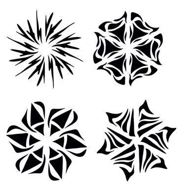 Dövme gibi, siyah beyaz, desen, elementler, dördü bir arada.