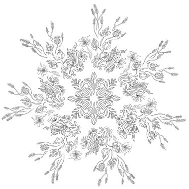 Desen, boyama sayfası, siyah beyaz üzerine