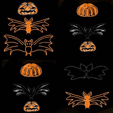 Cadılar Bayramı, parti, kart, Cadılar Bayramı partisi, dekor, yarasa, balkabağı, siyah