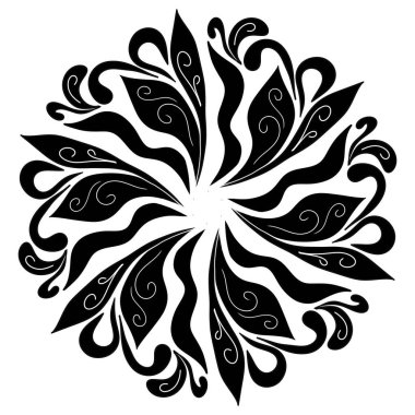 Desen, dekor, deko, sanat, element, siyah, beyaz üzerine siyah