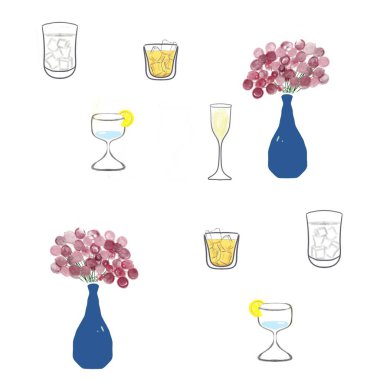 Cam, kokteyl, içki, şarap, alkol, bar, ikon, vektör, set, bira, martini, şampanya, bardak, siluet, içkiler, şarap kadehi, illüstrasyon, parti, restoran, bardaklar ve vazo.