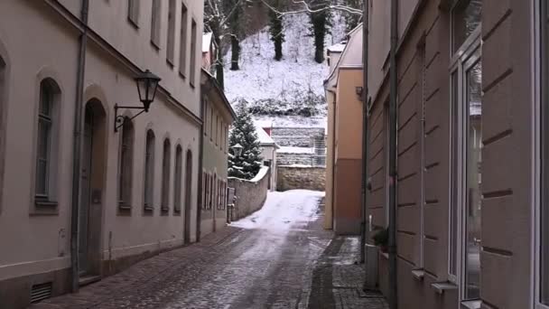 Cidade Pirna Alemanha Vista Paisagem Urbana Inverno Mostrando Casas Alemãs — Vídeo de Stock
