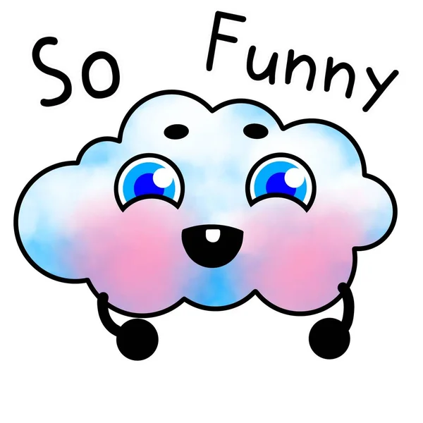 Funny Cloud Illustration Vector White Background — Stock Photo, Image