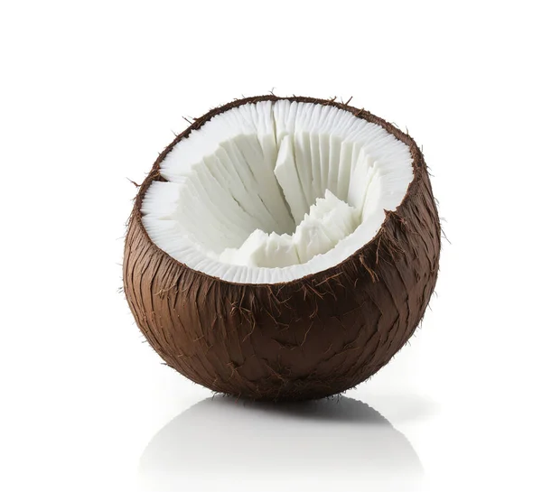 Tropikalny Delight Kokosowy Izolowany Białym — Zdjęcie stockowe