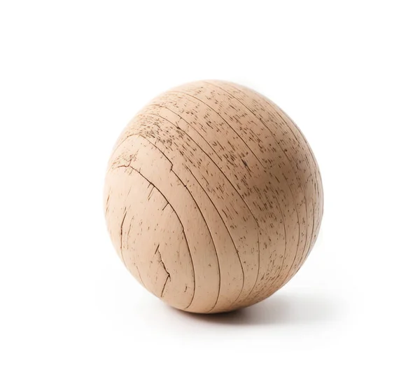白地に孤立した木製の玉 — ストック写真