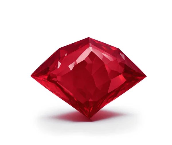 Diamante Vermelho Isolado Fundo Branco — Fotografia de Stock