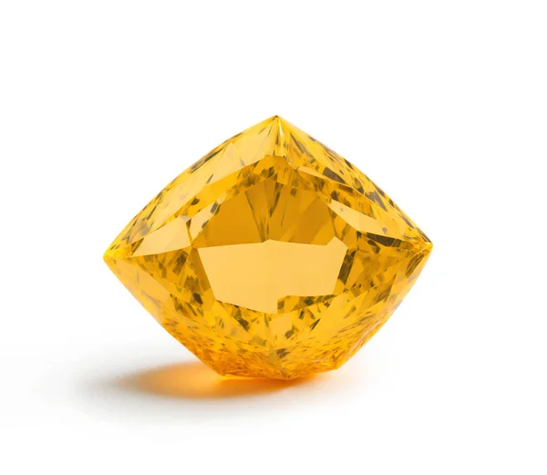 Diamante Amarillo Aislado Sobre Fondo Blanco — Foto de Stock