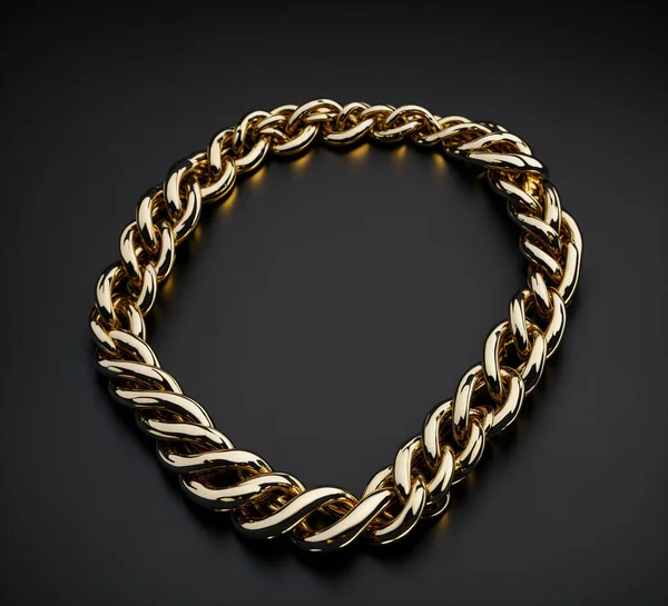 Golden Elegance Gold Chain Black Background — Stock Photo, Image