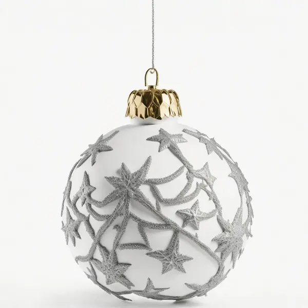 Isolado Ornamento Natal Vidro Branco — Fotografia de Stock