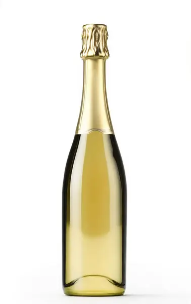 White Champagne Bottle White Background — Stock Photo, Image