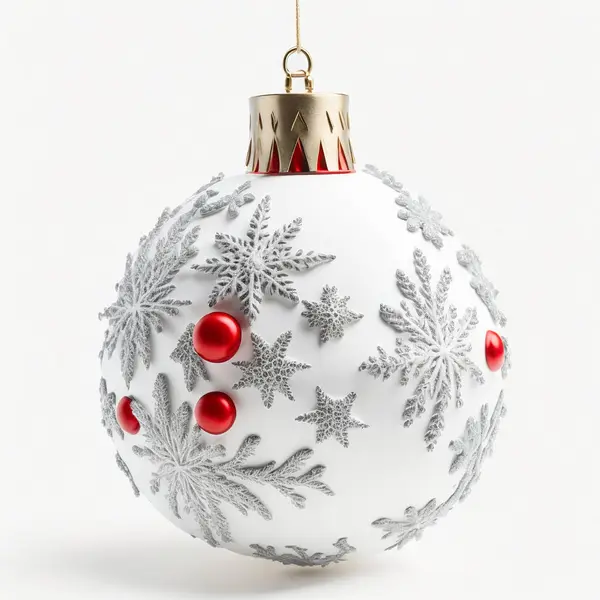 Isolado Ornamento Natal Vidro Branco — Fotografia de Stock