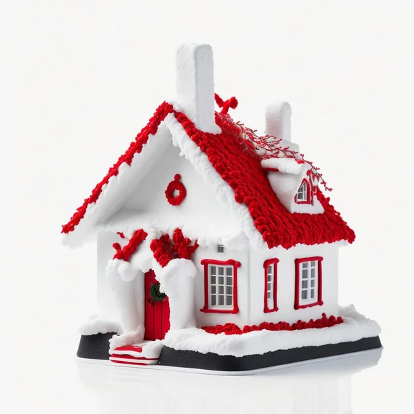 Christmas House Isolated White Background — Stock Photo, Image