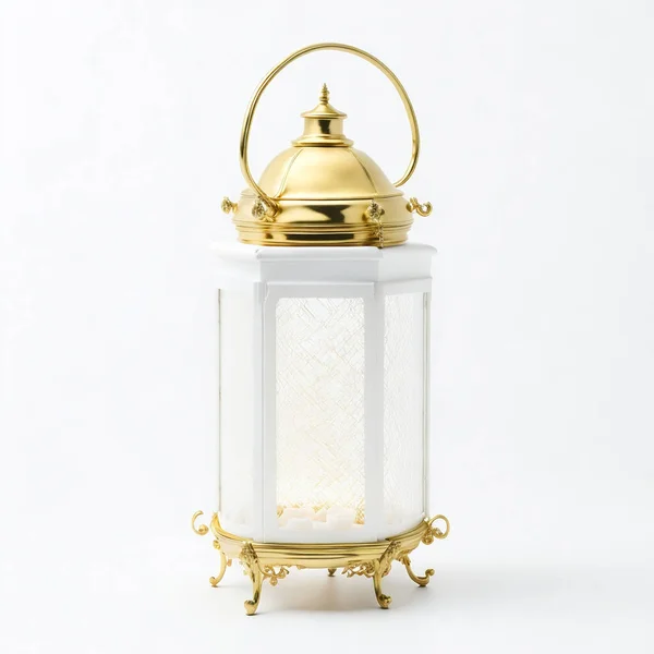 Lanterna Ouro Isolado Fundo Branco — Fotografia de Stock