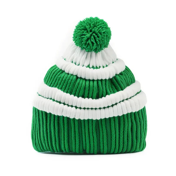 Green Snow Hat Auf Weißem Hintergrund Studio — Stockfoto