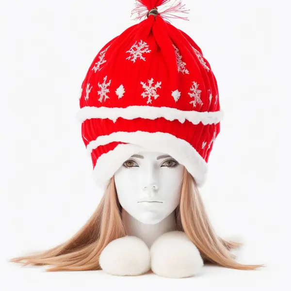 Red Snow Maiden Kalap Fehér Háttér — Stock Fotó