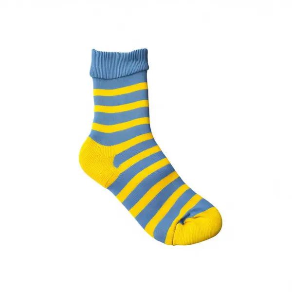 Gelb Mit Blauer Socke Auf Weißem Hintergrund — Stockfoto