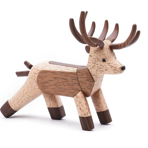 Wooden Deer Toy White Background — Stock Photo, Image