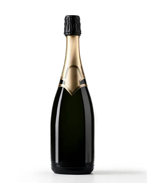 Black Champagne Bottle White Background — Stock Photo, Image