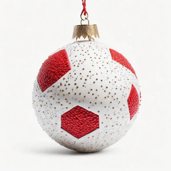 Futebol Vidro Ornamento Natal Branco — Fotografia de Stock