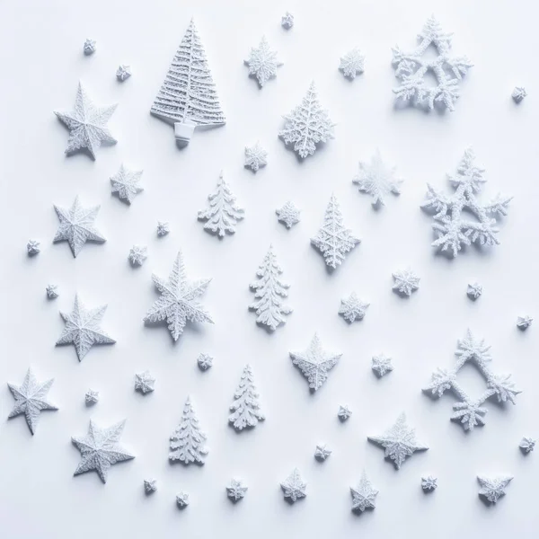 Brinquedos Árvore Natal Papel Branco — Fotografia de Stock