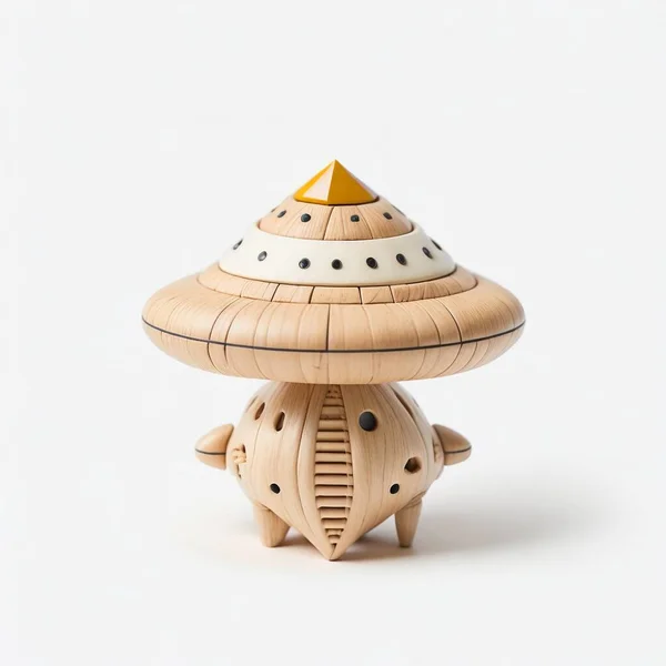 Ufo Holzspielzeug Auf Weißem Hintergrund — Stockfoto