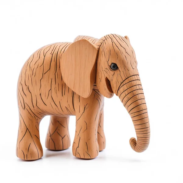 Elefantenspielzeug Aus Holz Auf Weißem Hintergrund — Stockfoto