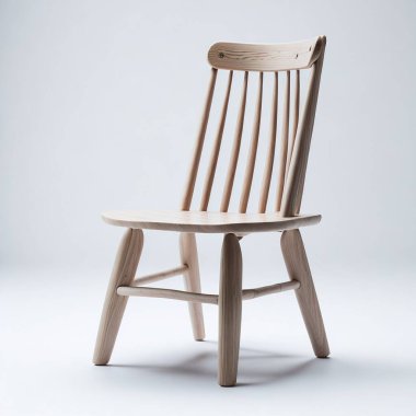 Contemporary wooden chair design isolated on a clean white backdrop