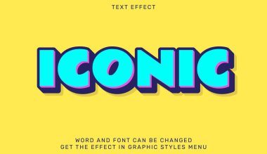 3d biçiminde ikonik değiştirilebilir metin efekti. Reklam, marka ve iş logosu için metin amblemi