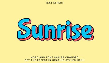 Gündoğumu metin efekti 3d biçiminde. Reklam, marka ve iş logosu için metin amblemi