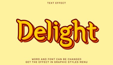 Delight metin efekti şablonu 3d biçiminde. Reklam, marka ve iş logosu için metin amblemi
