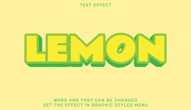 Limon metin efekti şablonu 3 boyutlu tasarım. Reklam, marka ve iş logosu için metin amblemi