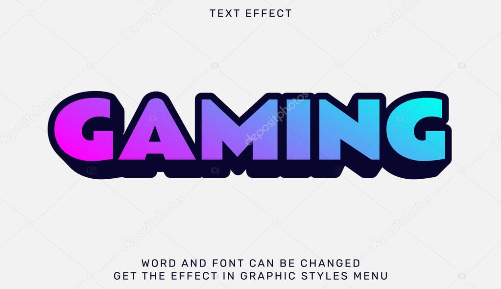 Gaming text effect template in 3d design. Text emblem for advertising, branding, business logo