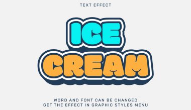 Dondurma metin efekti şablonu 3 boyutlu tasarım