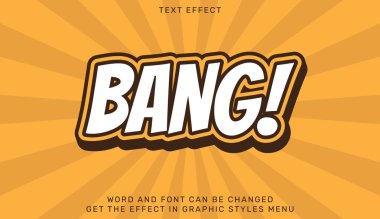 Bang text effect template in 3d design. Text emblem for advertising, branding, business logo clipart