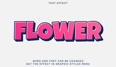 Çiçek metin efekti şablonu 3 boyutlu tasarım