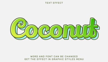 Hindistan cevizi metin efekti şablonu 3 boyutlu tasarım