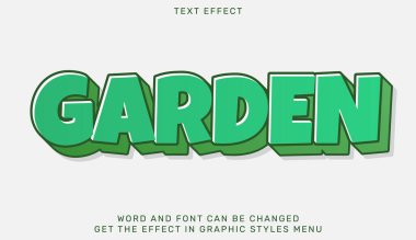 3D dizayn edilmiş bahçe metin efekti şablonu