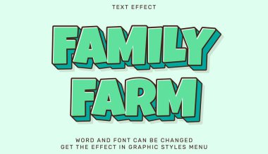 3 boyutlu çizgi film tasarımında aile çiftliği metin efekti