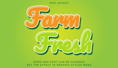 Çiftlik Taze metin efekti şablonu 3 boyutlu tasarım