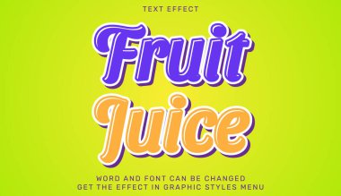 Meyve suyu metin efekti şablonu 3 boyutlu tasarım