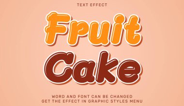 Meyveli kek metin efekti şablonu 3 boyutlu tasarım