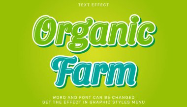 Organik tarım metin efekti şablonu 3 boyutlu tasarım