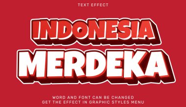 Endonezya merdeka metin efekti 3 boyutlu tasarım, Endonezya bağımsızlık günü şablonu